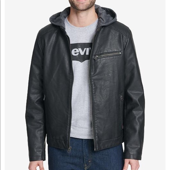 Levis Faux Leather Hooded Jacket 